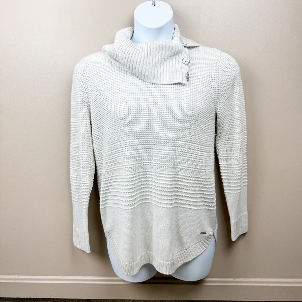 Calvin Klein Foldover Cowl Neck Long Sleeve Tunic Sweater Size Small